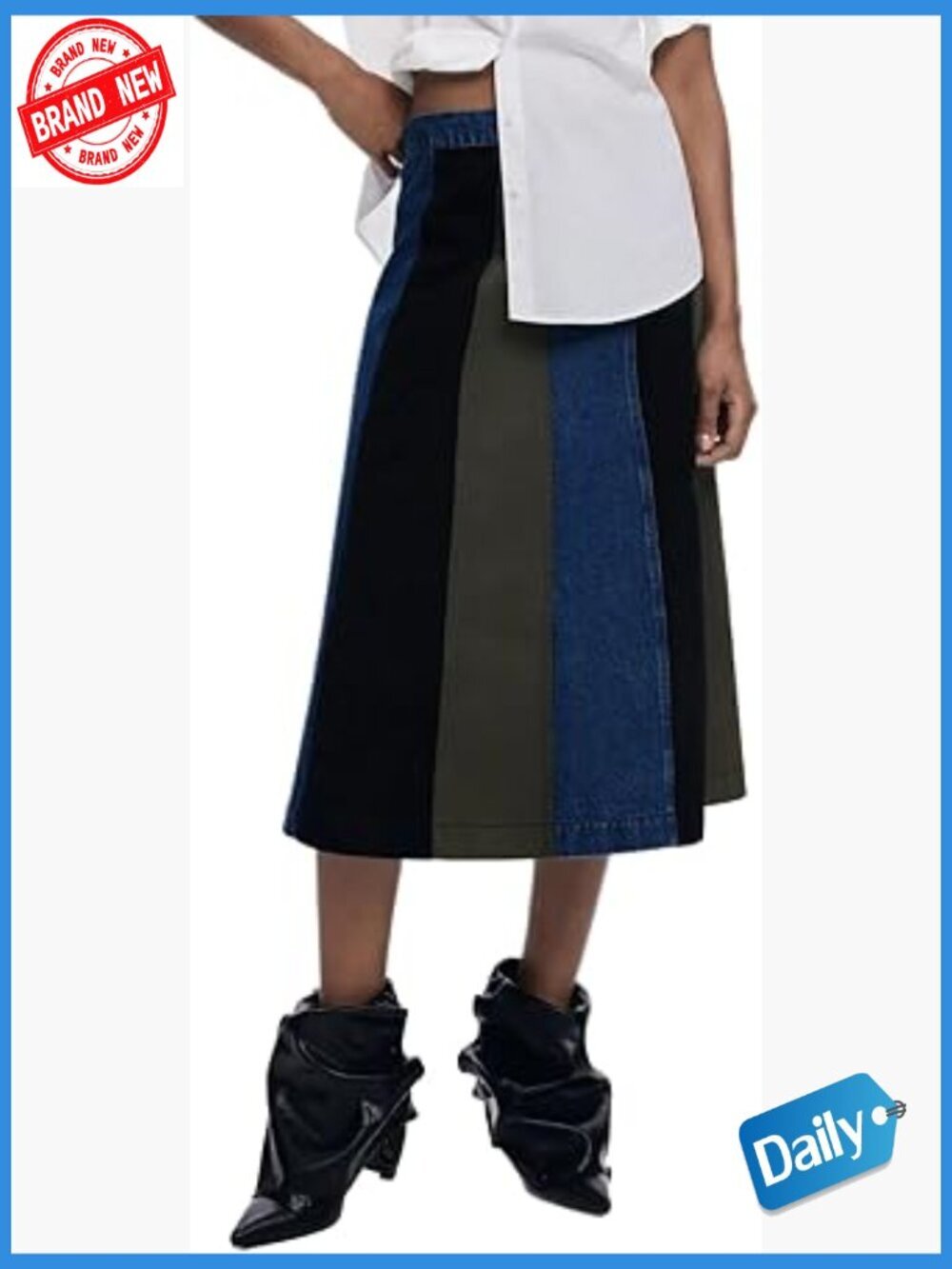 Woven Chevron Skirt Tea Length Zip Closure